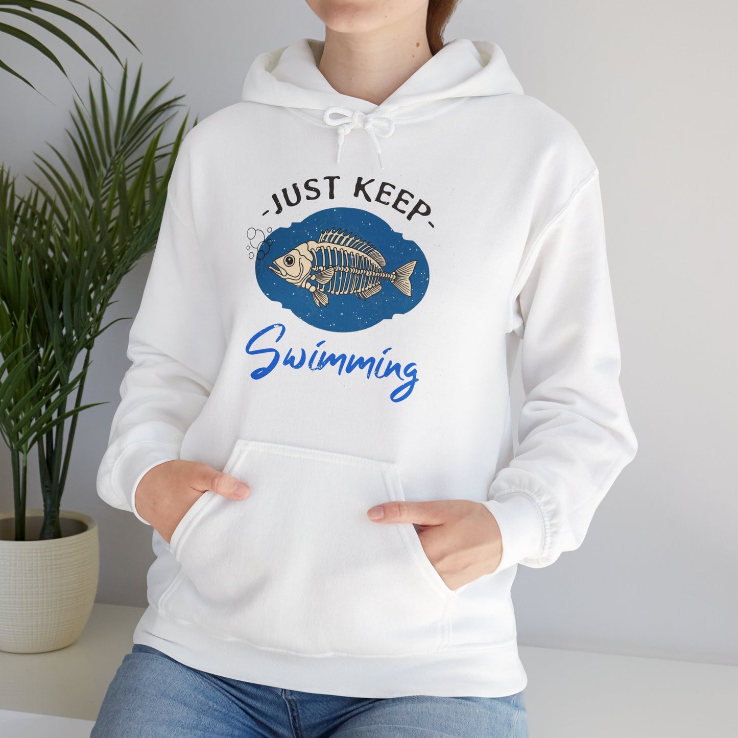 Skeleton Fish Hoodie - Just Keep Swimming Mental Health