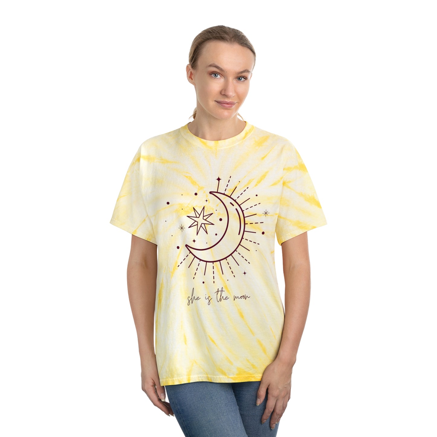 Tie-Dye Tee - Moon and Stars Minimalist Design