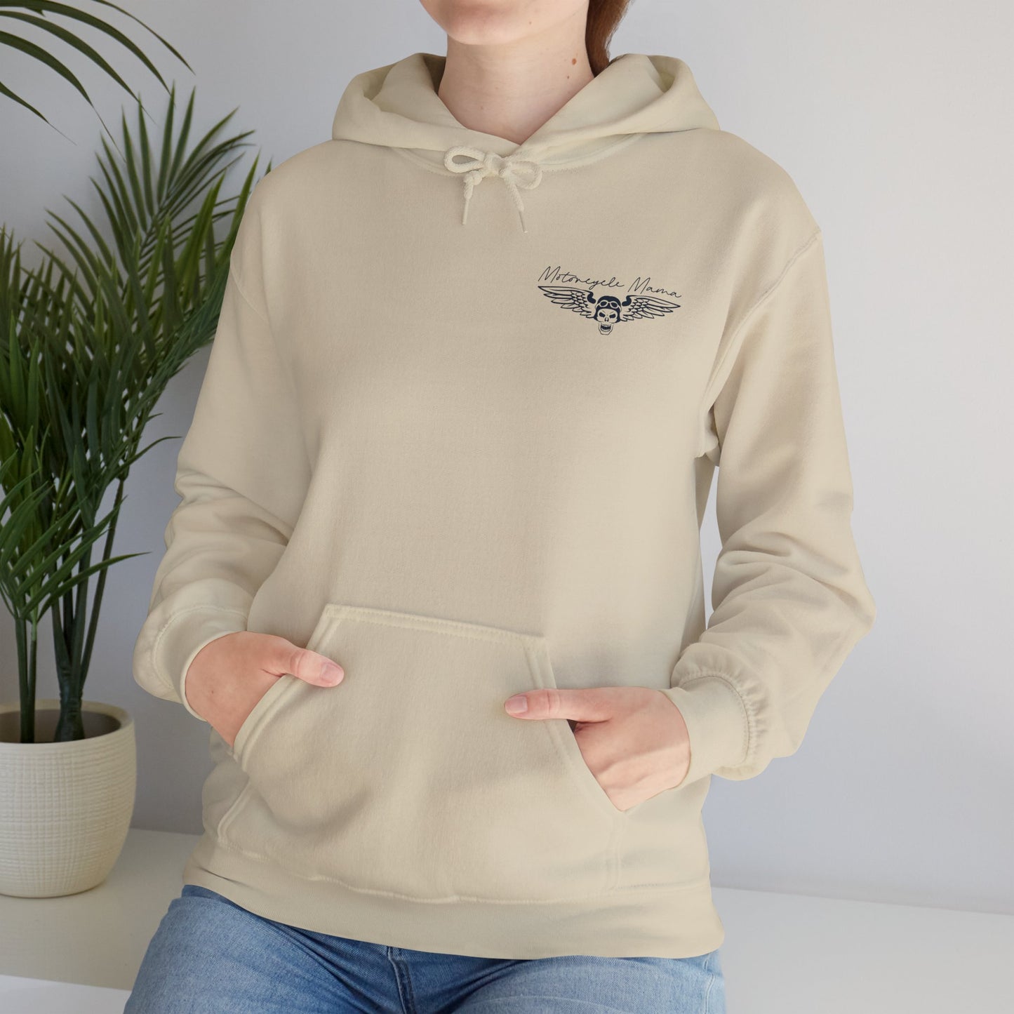 Hooded Sweatshirt - Skull and Wings Motorcycle Mama Design