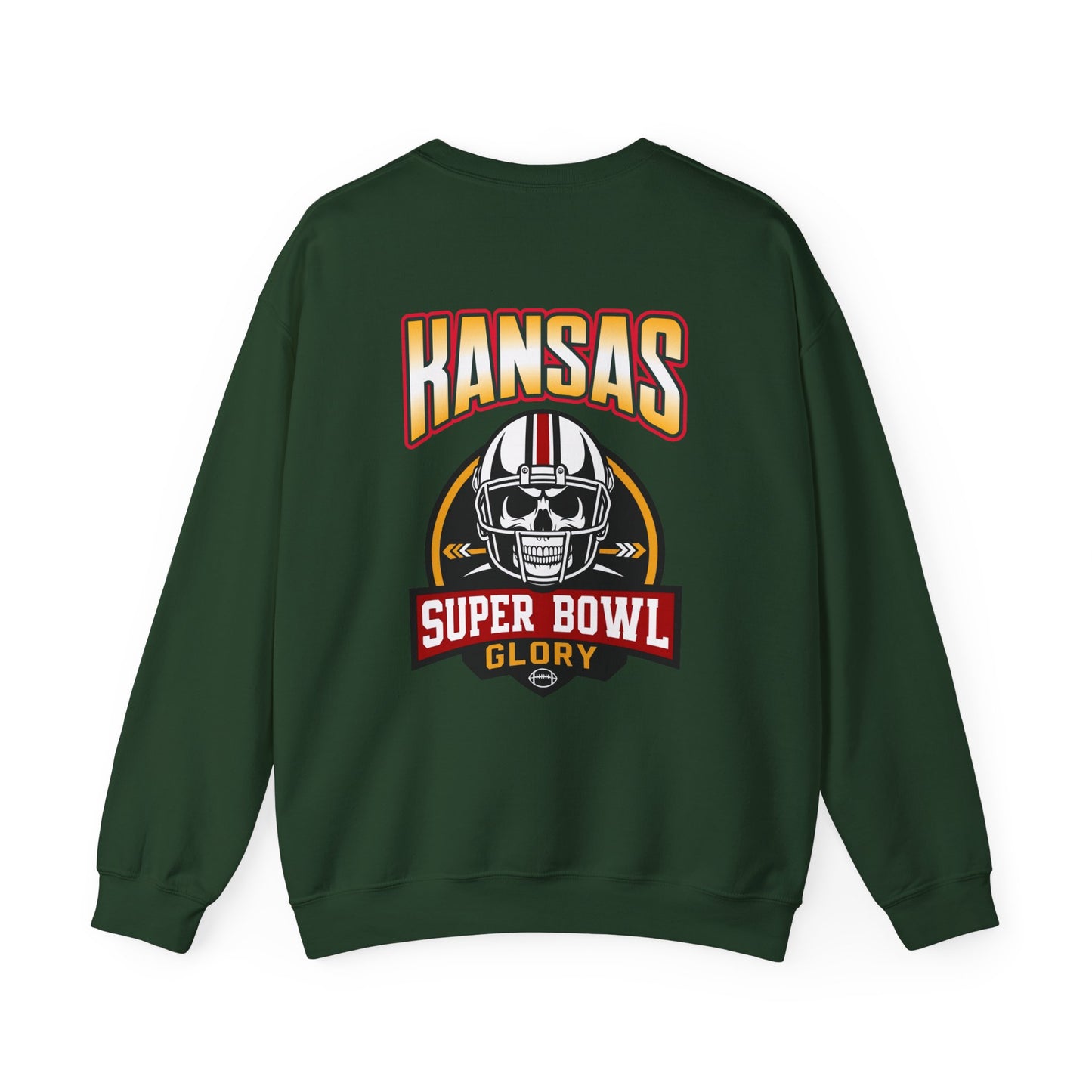 Football Skull Crewneck Sweatshirt - Kansas Super Bowl Glory Design