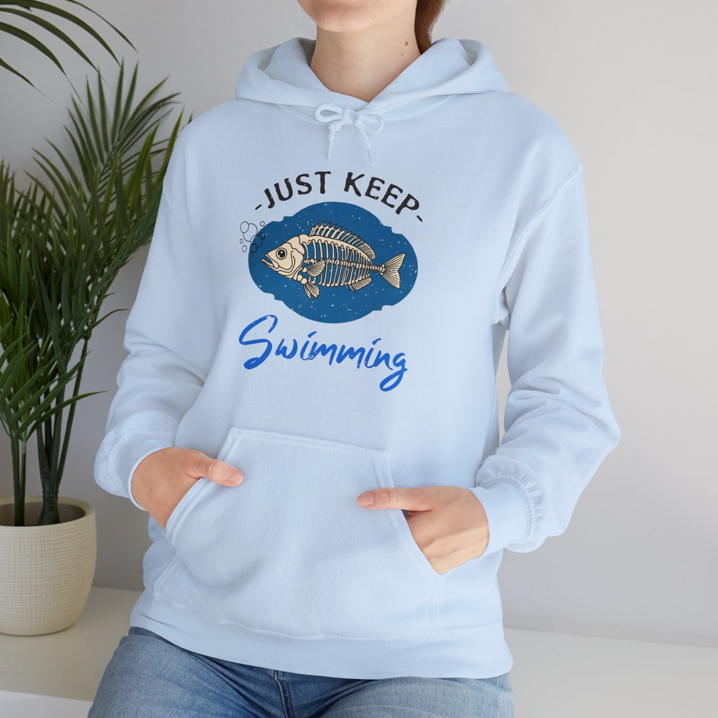 Skeleton Fish Hoodie - Just Keep Swimming Mental Health