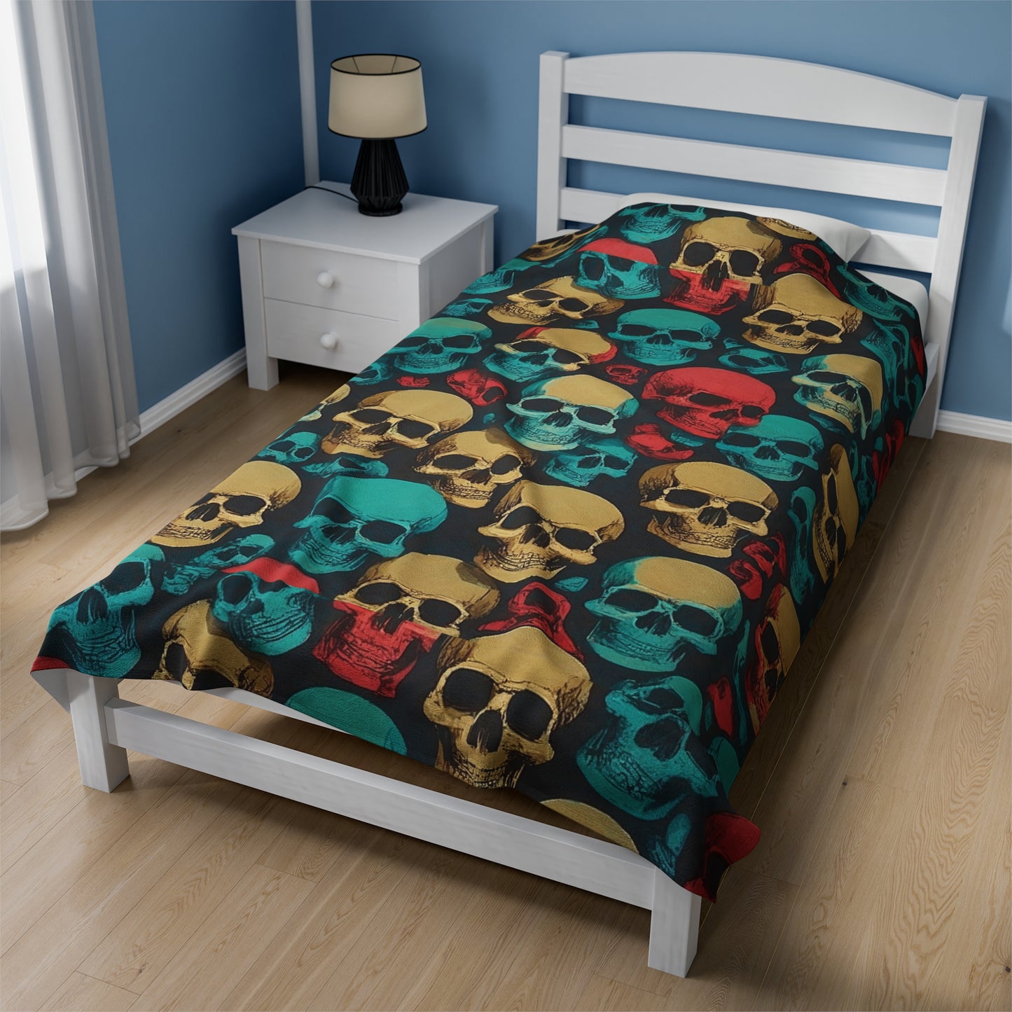 Retro Skulls Velveteen Plush Blanket