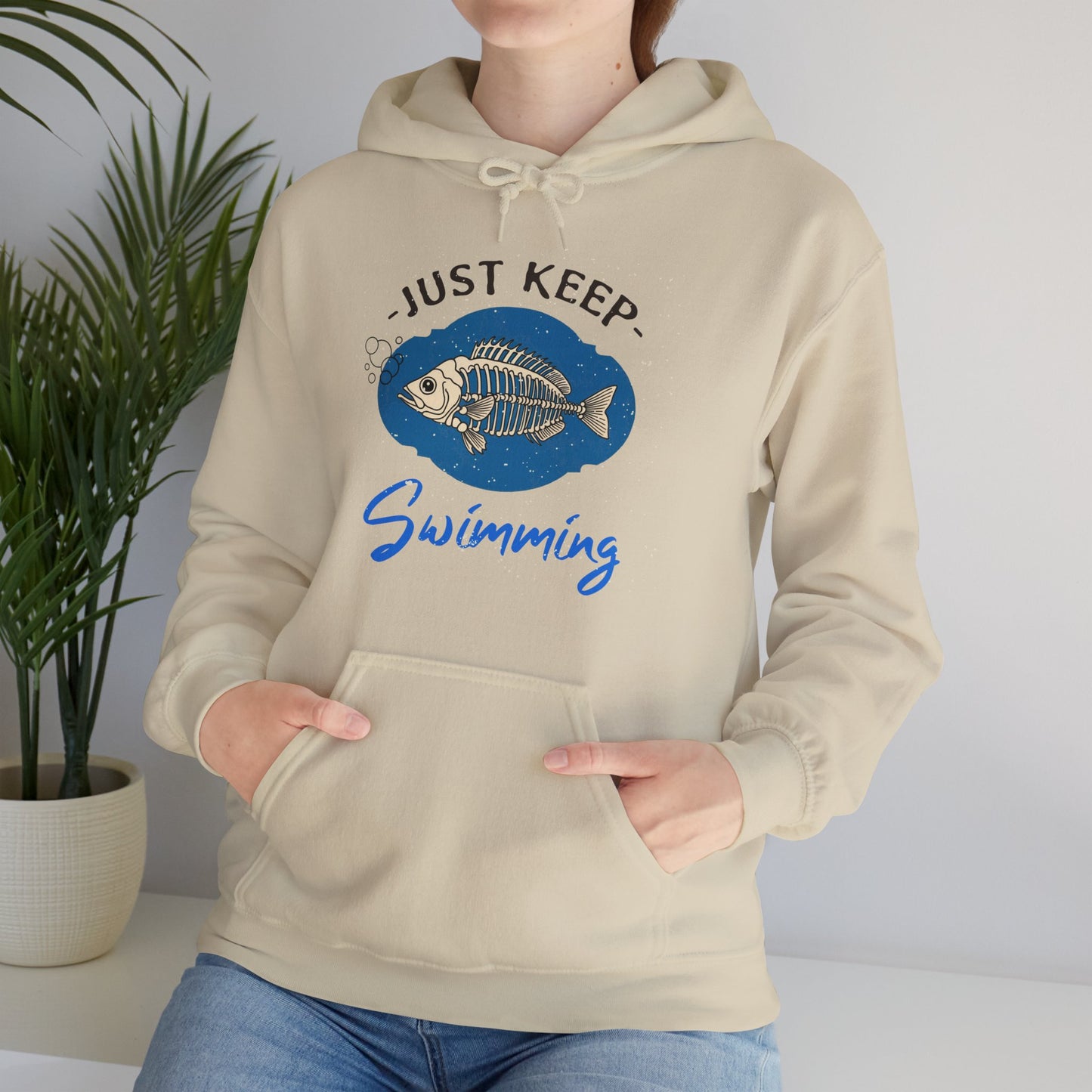 Skeleton Fish Hoodie - Just Keep Swimming Mental Health