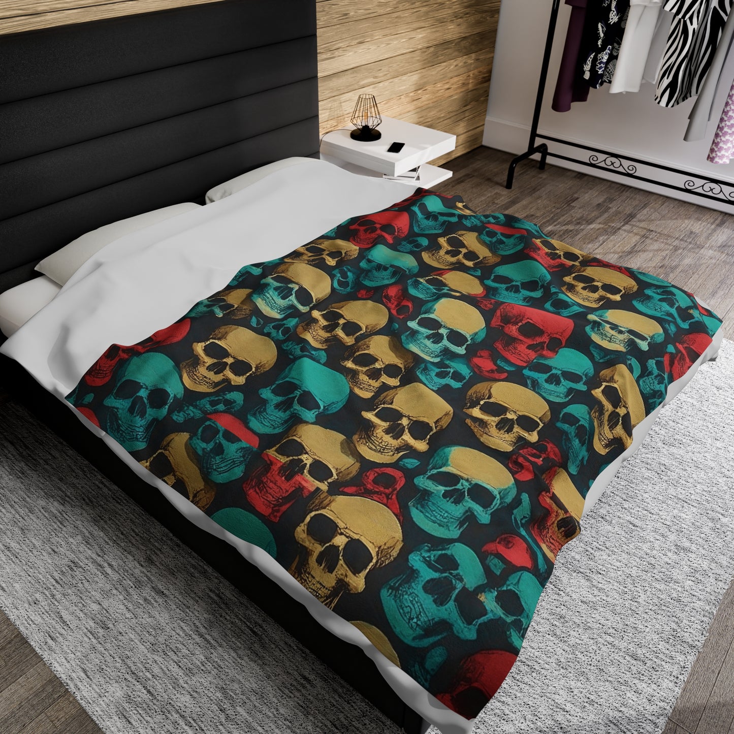 Retro Skulls Velveteen Plush Blanket