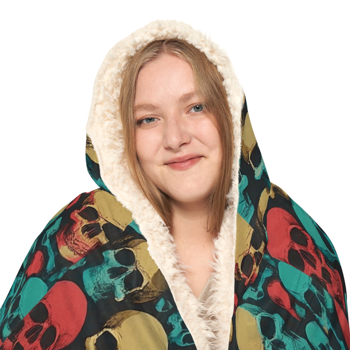 Retro Skulls Hooded Blanket