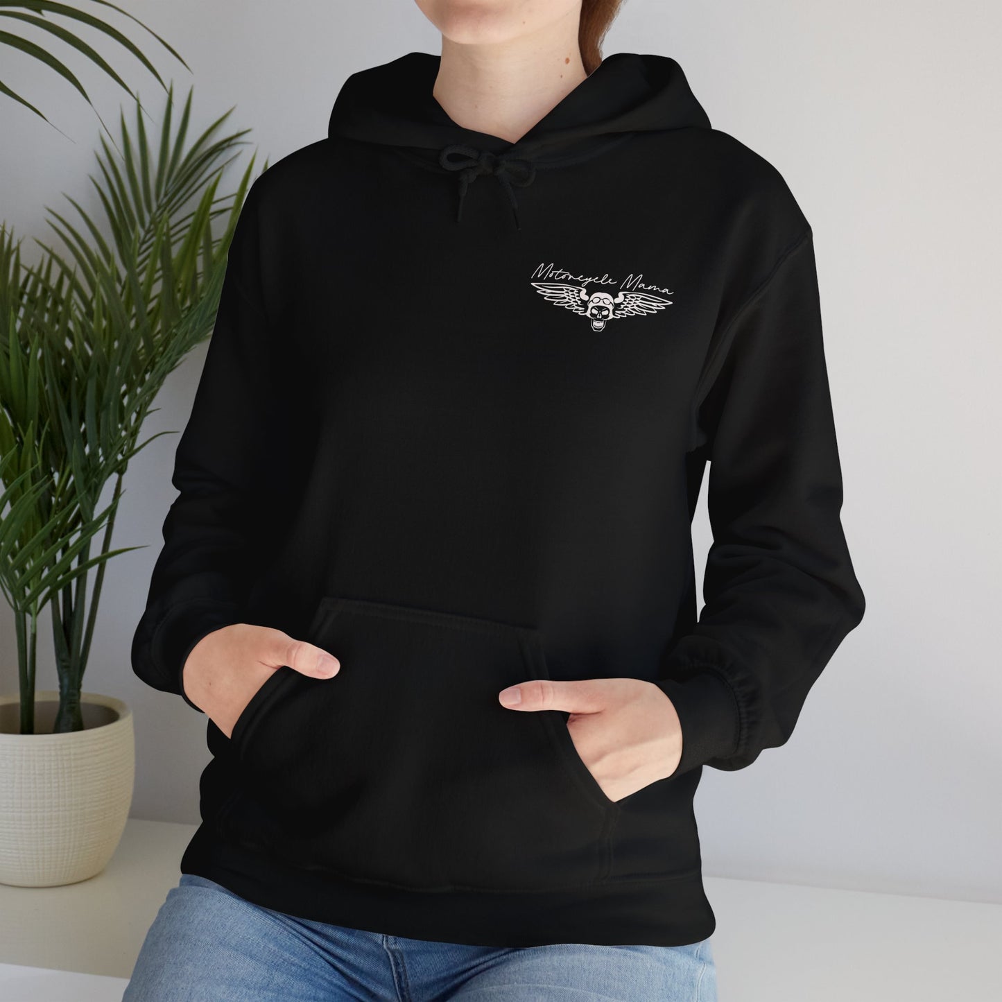 Hooded Sweatshirt - Skull and Wings Motorcycle Mama Design