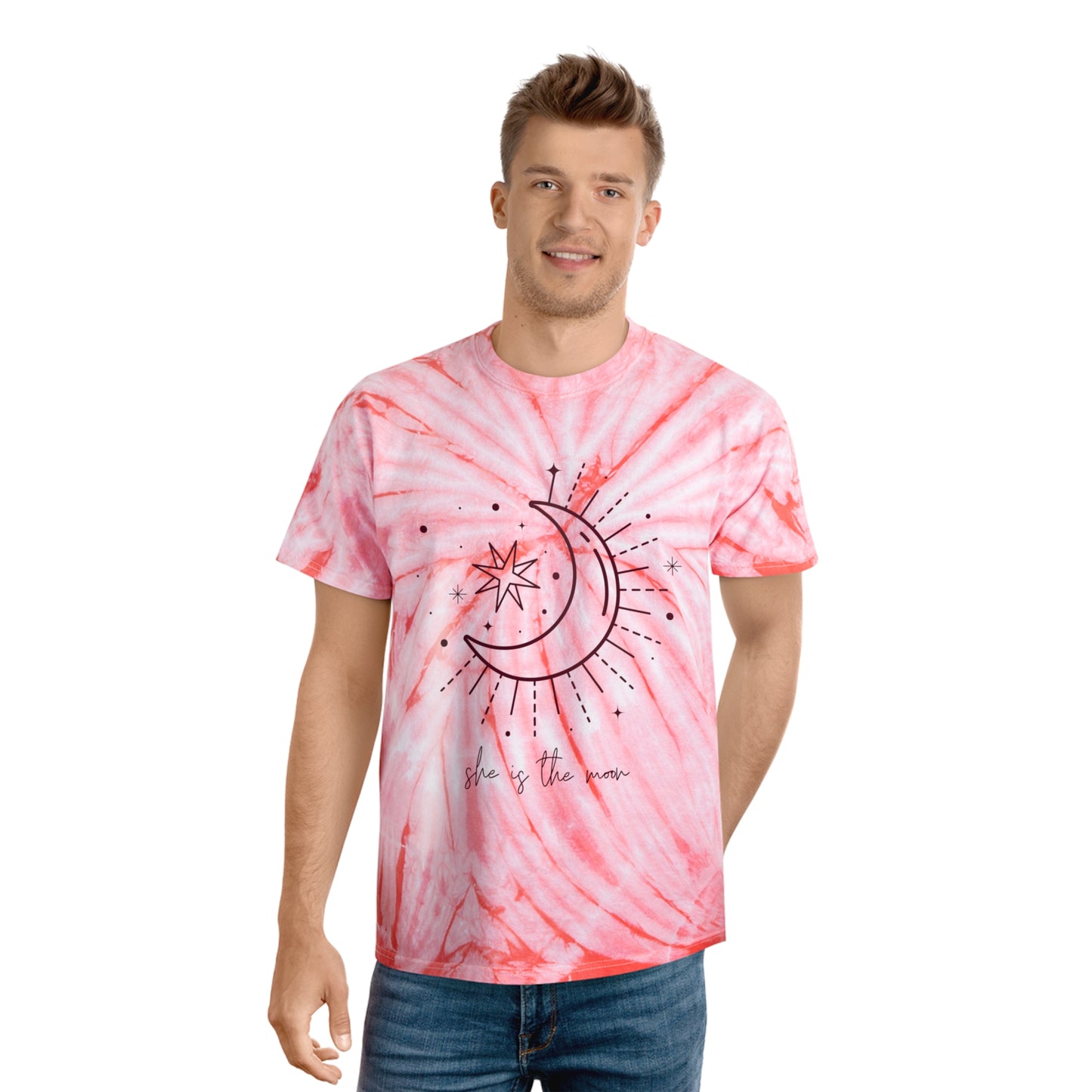 Tie-Dye Tee - Moon and Stars Minimalist Design