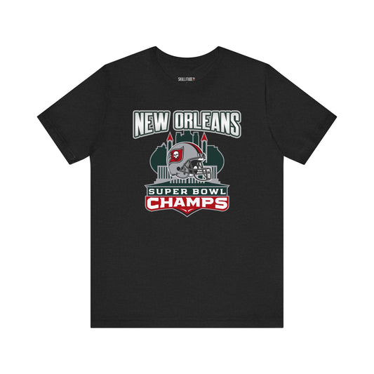 Graphic Tee New Orleans Super Bowl Champs Skull Helmet Design Unisex Jersey Short Sleeve Tee