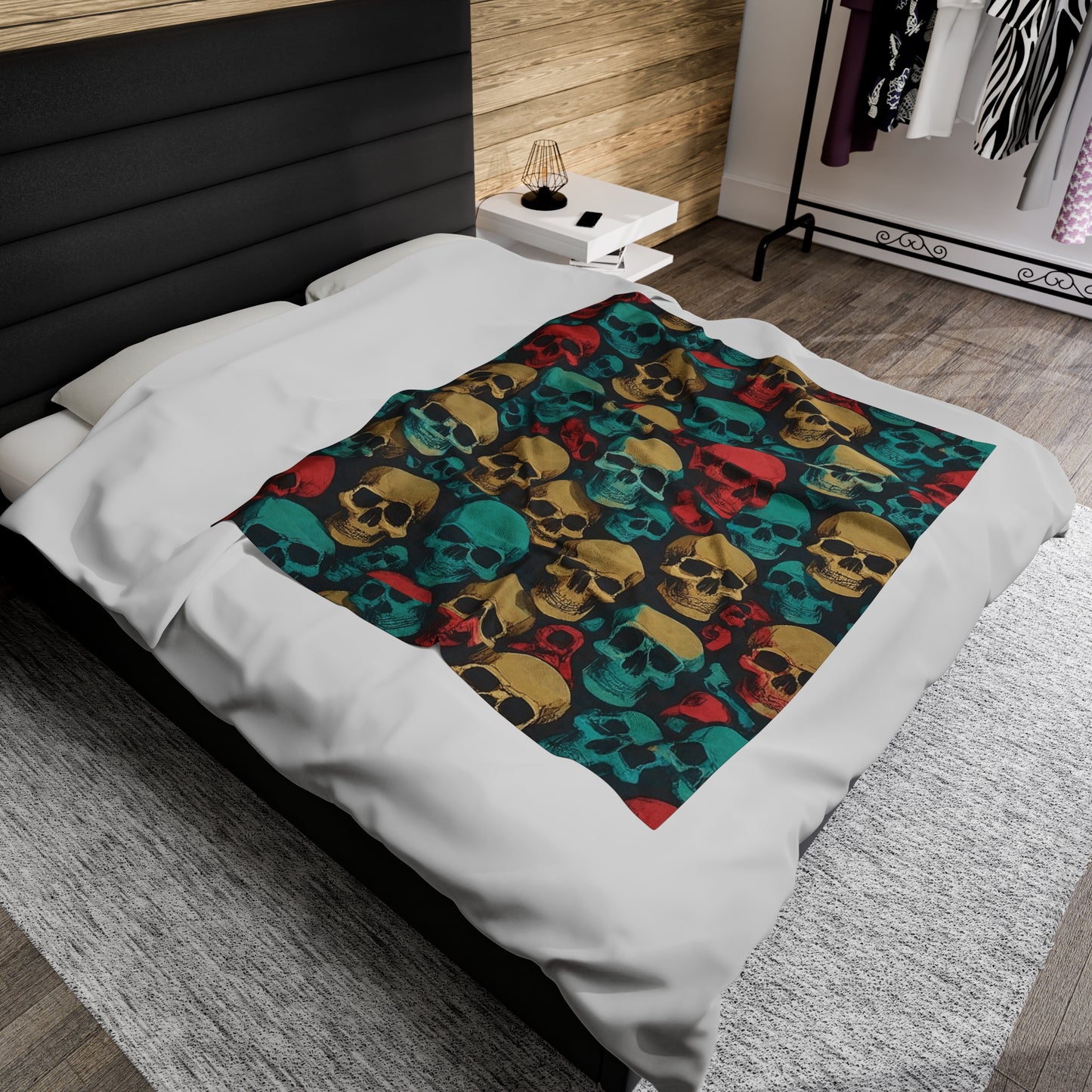 Retro Skulls Velveteen Plush Blanket