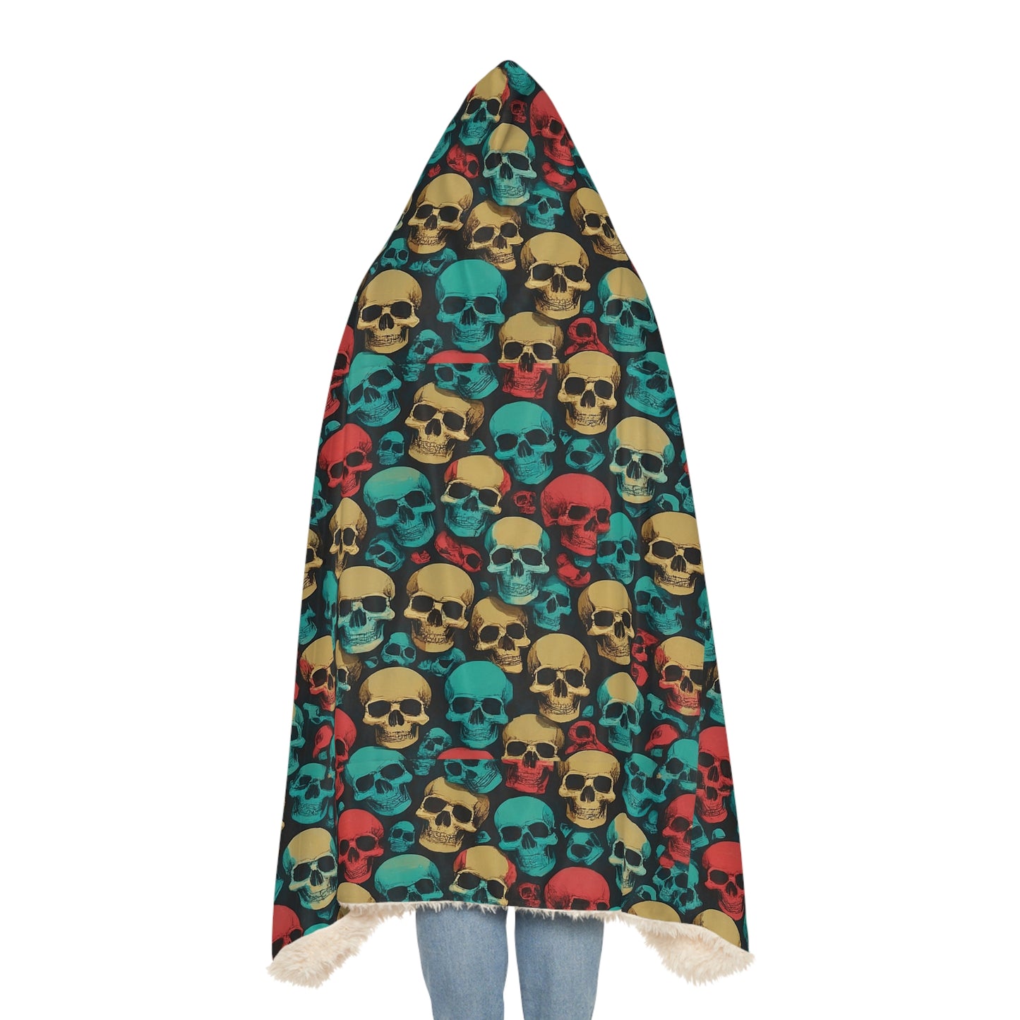 Retro Skulls Hooded Blanket