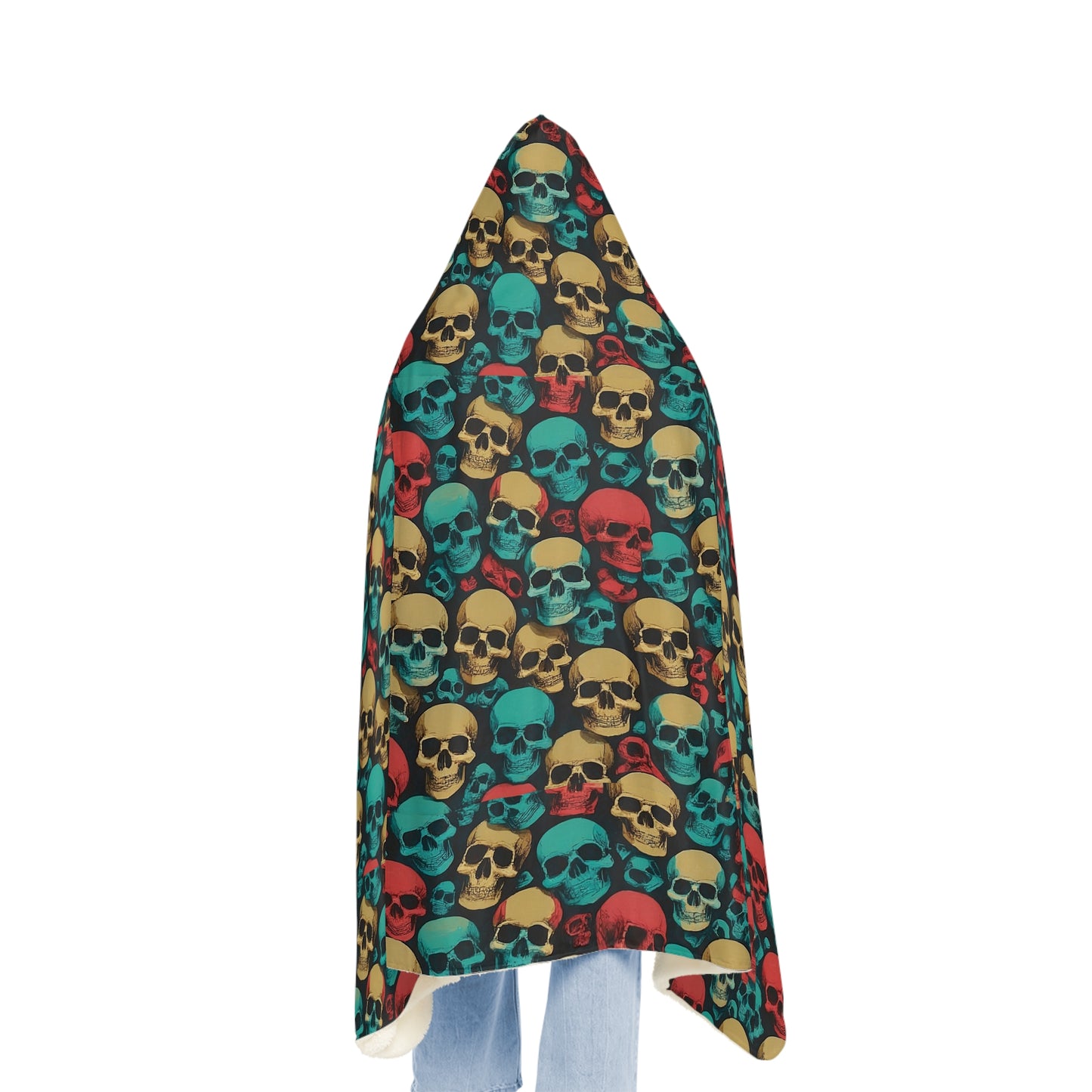 Retro Skulls Hooded Blanket