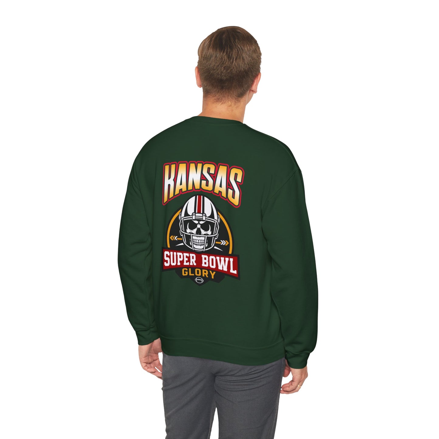 Football Skull Crewneck Sweatshirt - Kansas Super Bowl Glory Design