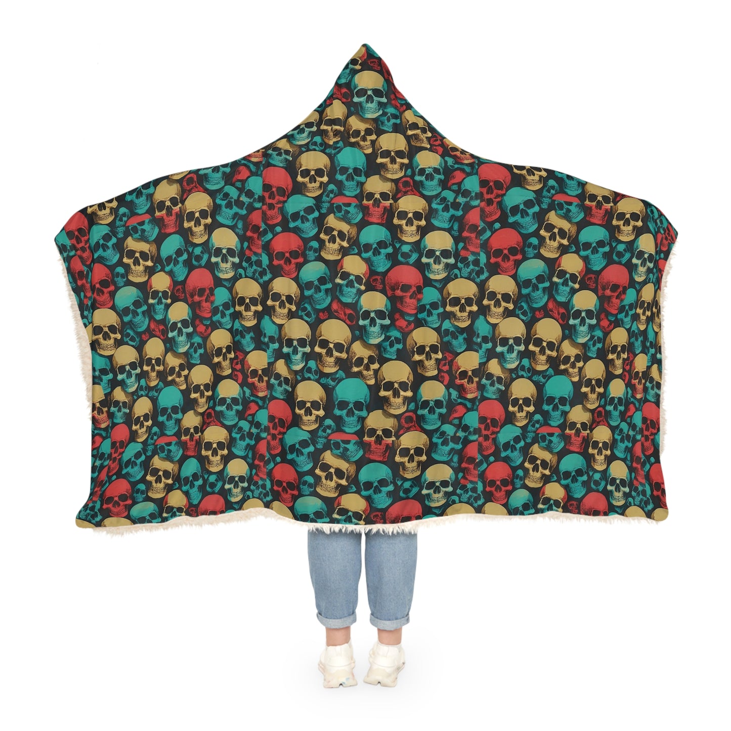 Retro Skulls Hooded Blanket