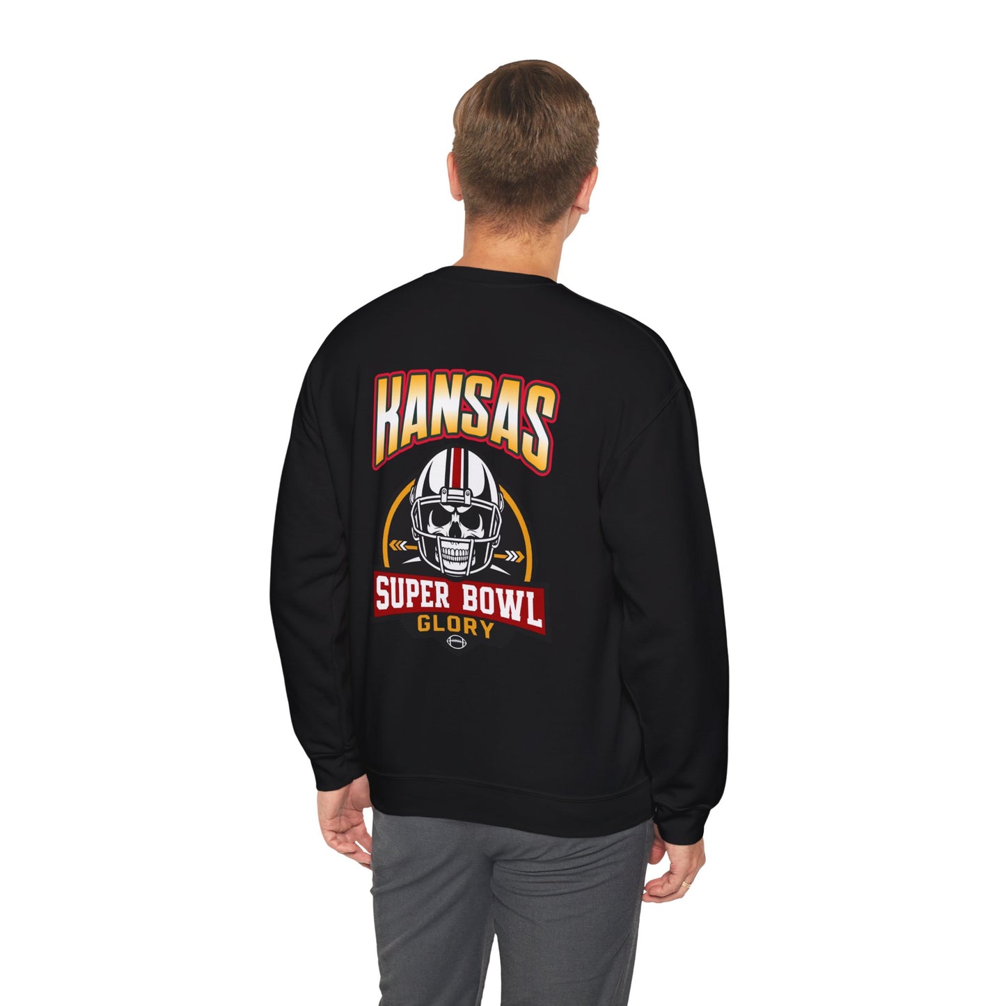 Football Skull Crewneck Sweatshirt - Kansas Super Bowl Glory Design