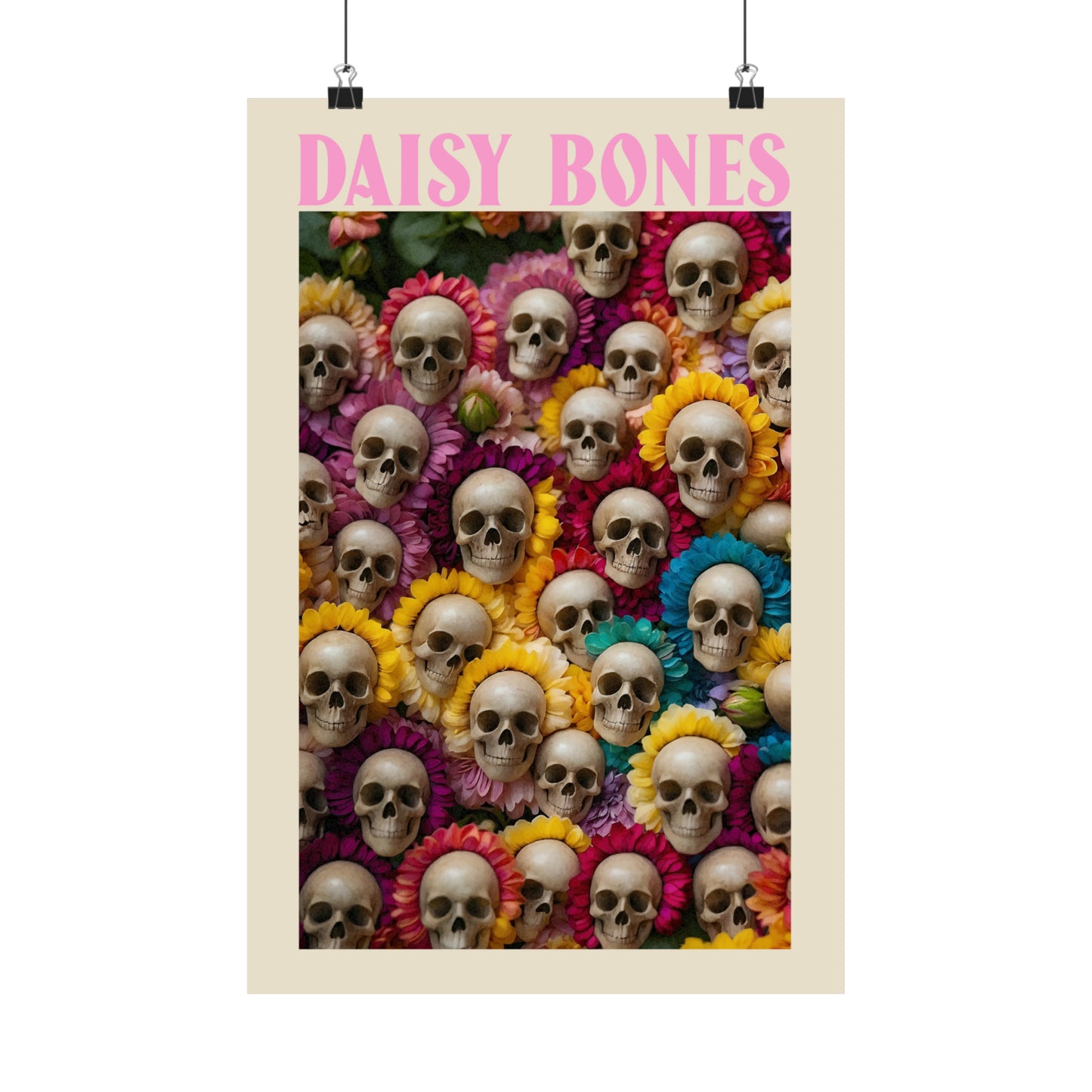 Daisy Bones.  Floral Skeleton Art.  Matte Vertical Poster