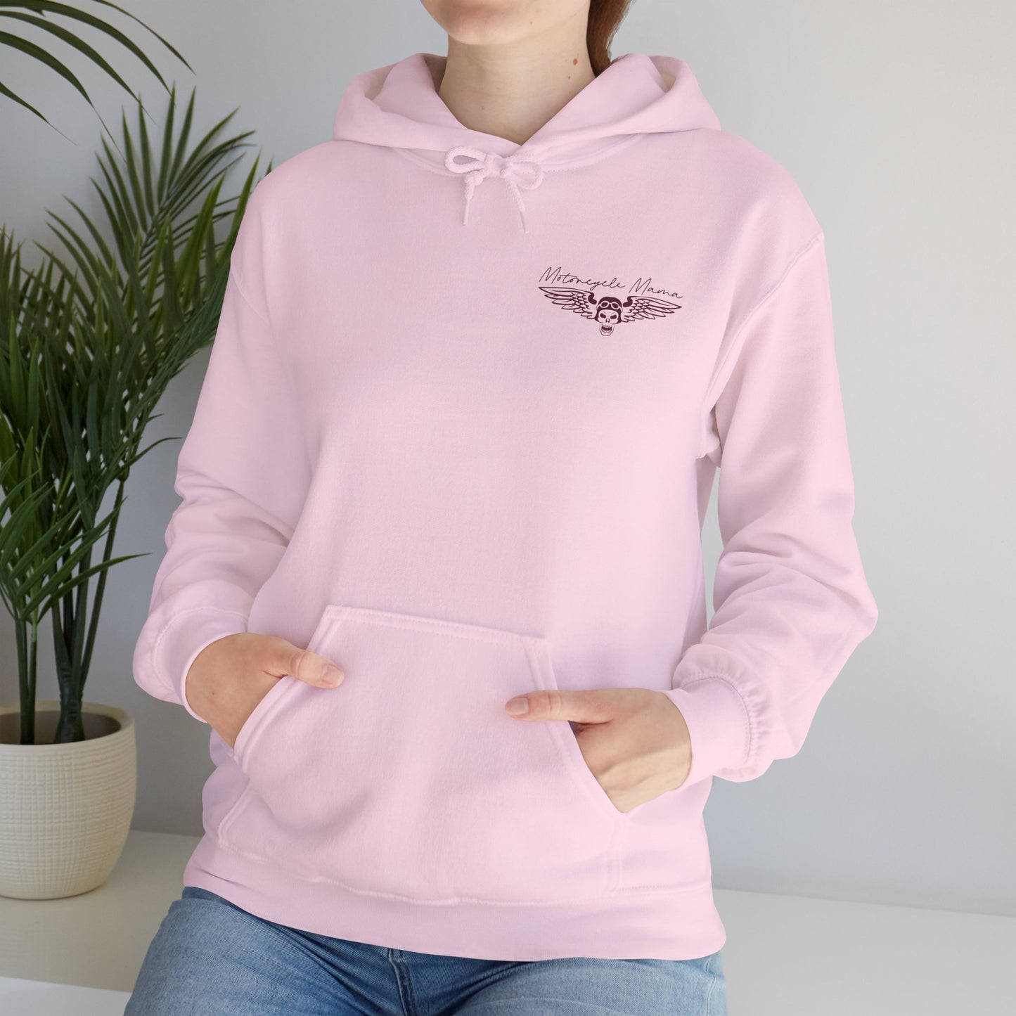 Hooded Sweatshirt - Skull and Wings Motorcycle Mama Design