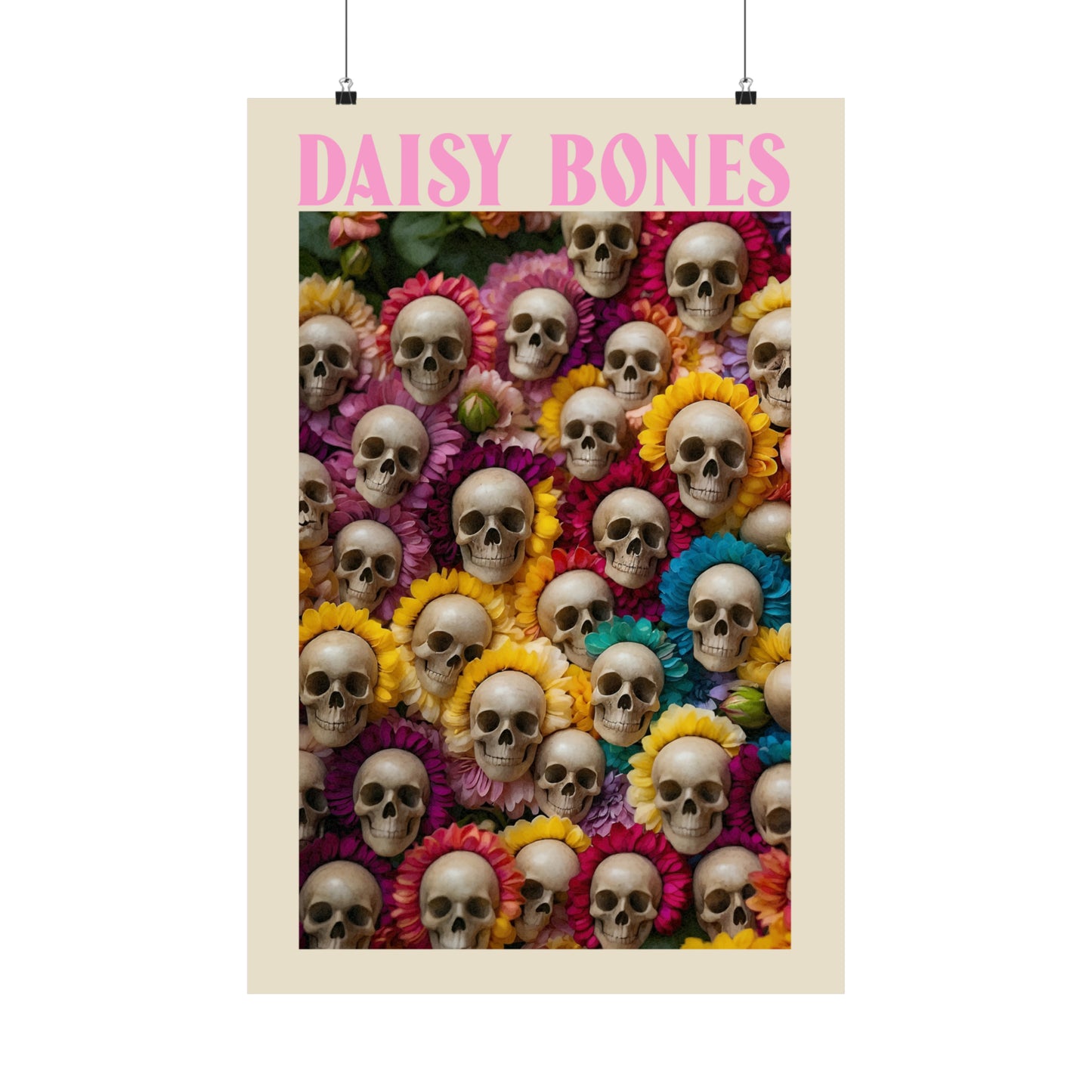 Daisy Bones.  Floral Skeleton Art.  Matte Vertical Poster