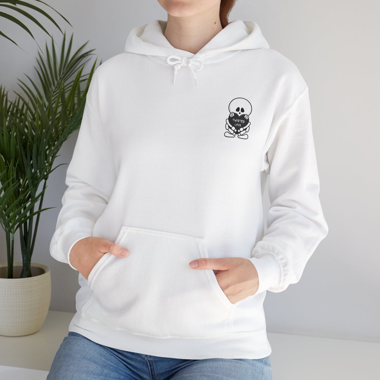 Hooded Sweatshirt Twisted Love Skeleton Heart Cute Unisex Heavy Blend