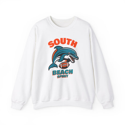 Crewneck Sweatshirt - South Beach Spirit Dolphin and Football Design for Super Bowl Fans