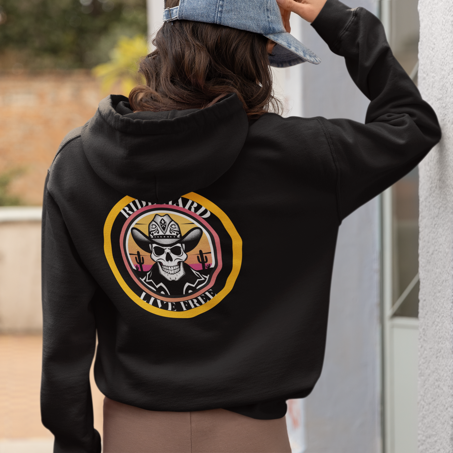 Ride Hard Live Free Cowgirl Rodeo Sunset Skull Hoodie