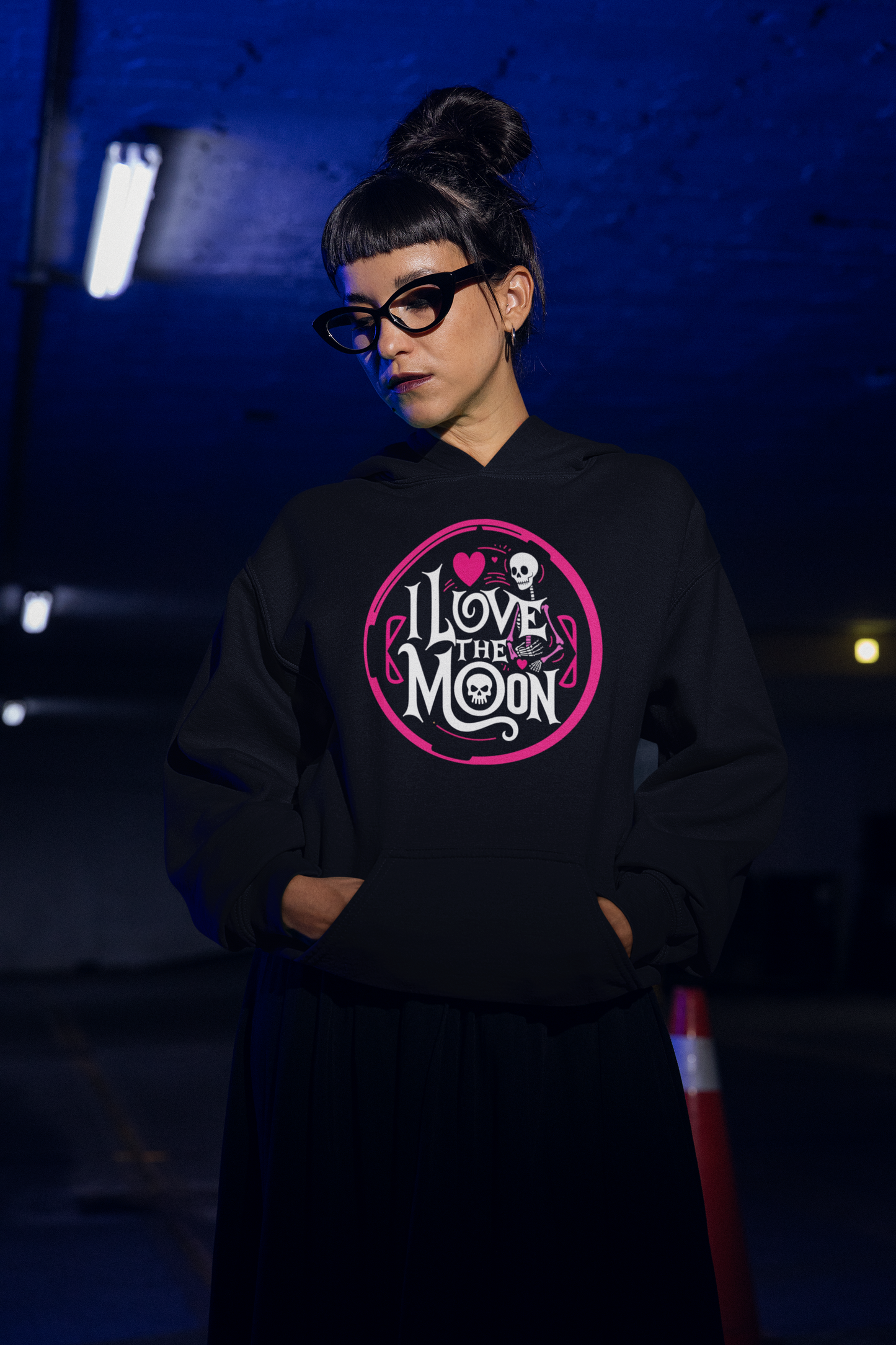 I Love the Moon Skull Hoodie - Unisex Heavy Blend™ Hooded Sweatshirt