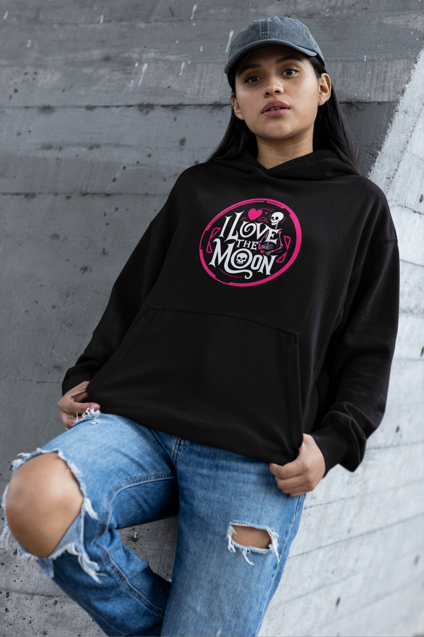 I Love the Moon Skull Hoodie - Unisex Heavy Blend™ Hooded Sweatshirt