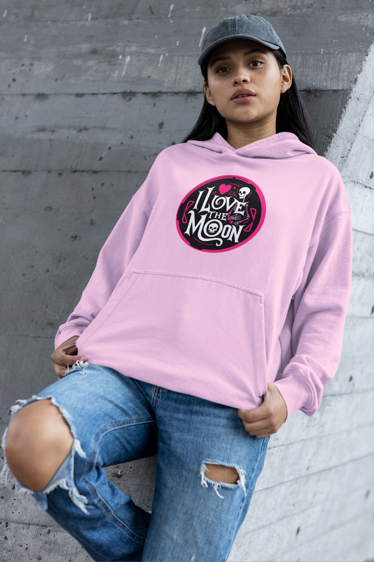 I Love the Moon Skull Hoodie - Unisex Heavy Blend™ Hooded Sweatshirt