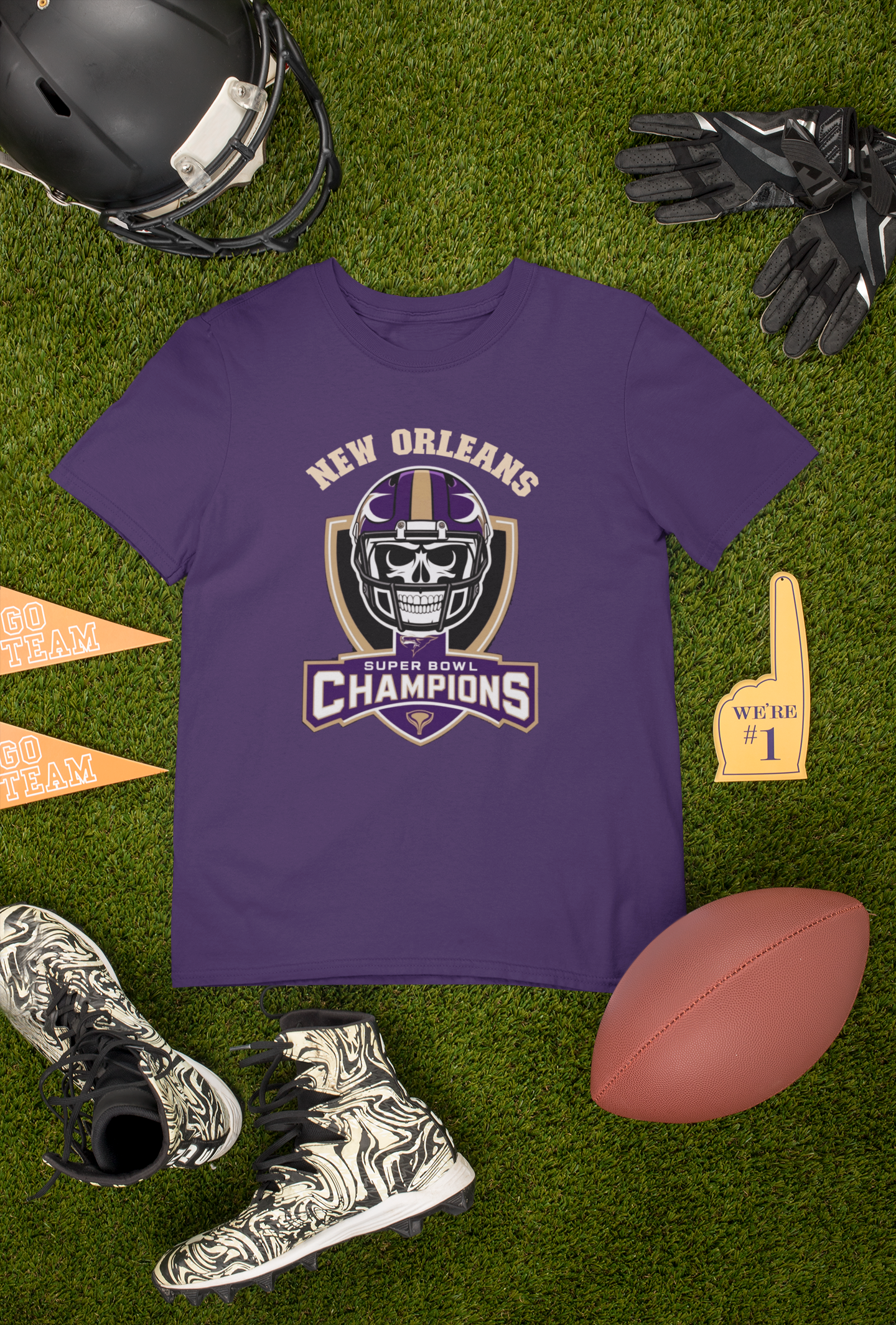 T-Shirt - New Orleans Super Bowl Champions College Style Football Logo Design