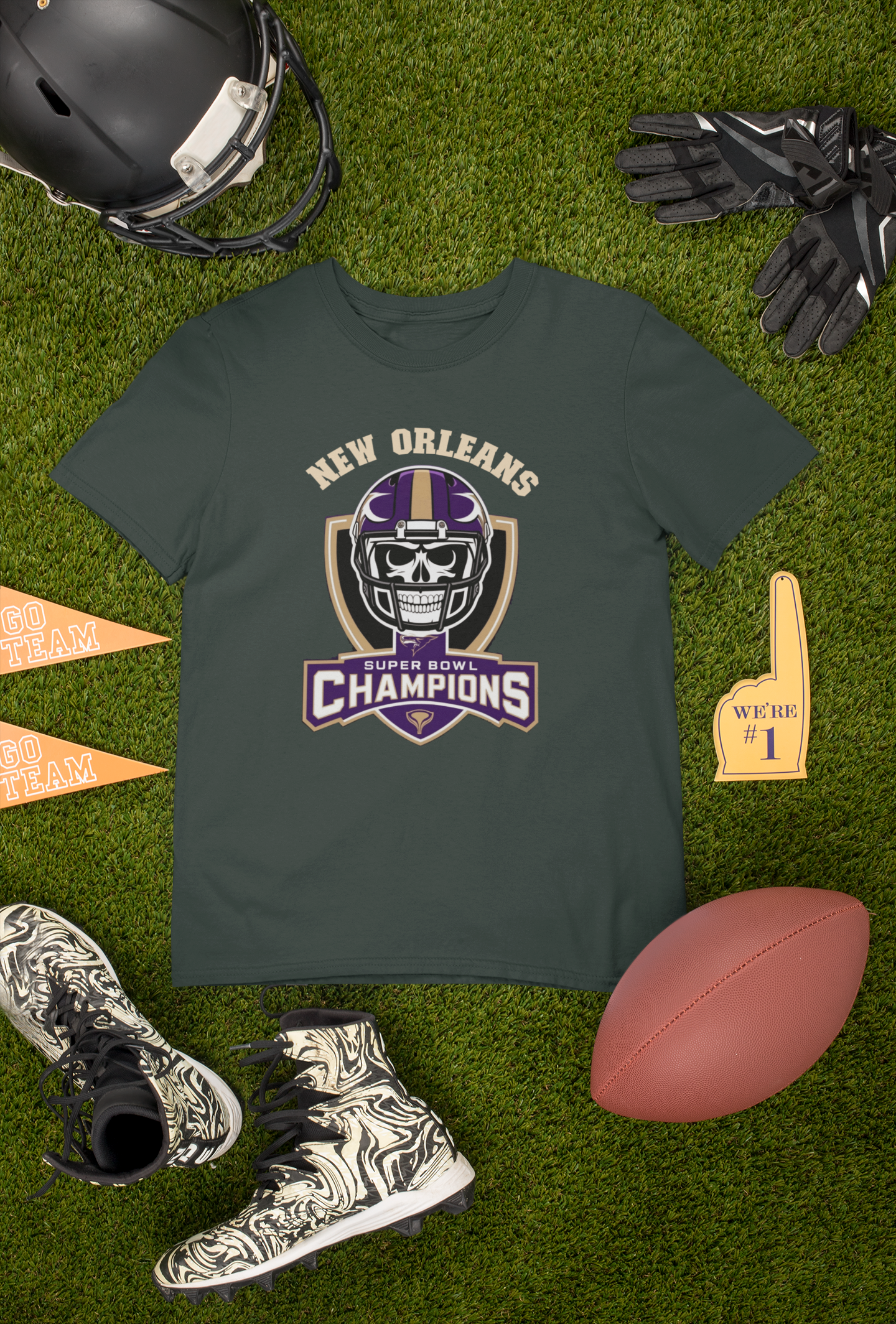 T-Shirt - New Orleans Super Bowl Champions College Style Football Logo Design