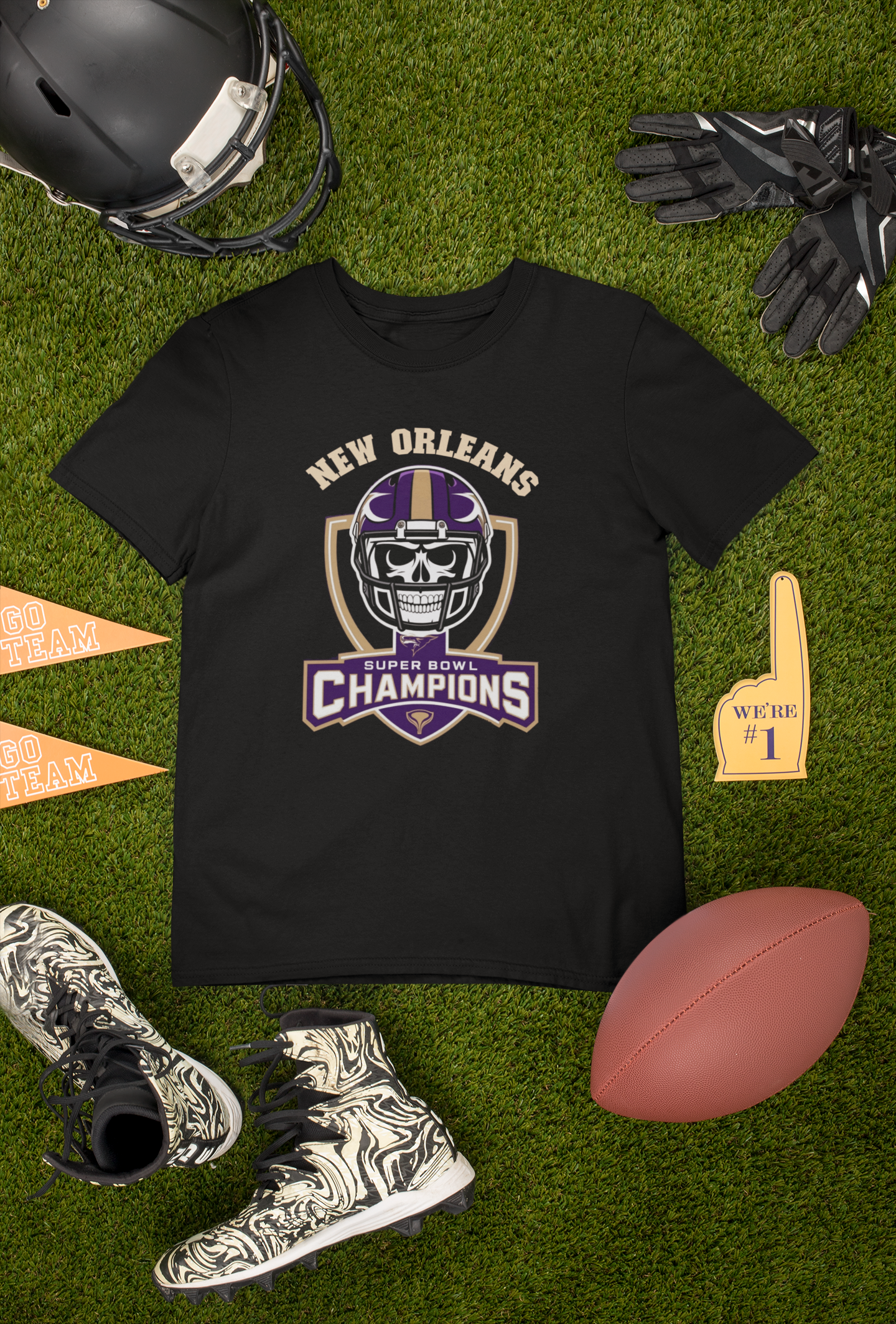 T-Shirt - New Orleans Super Bowl Champions College Style Football Logo Design