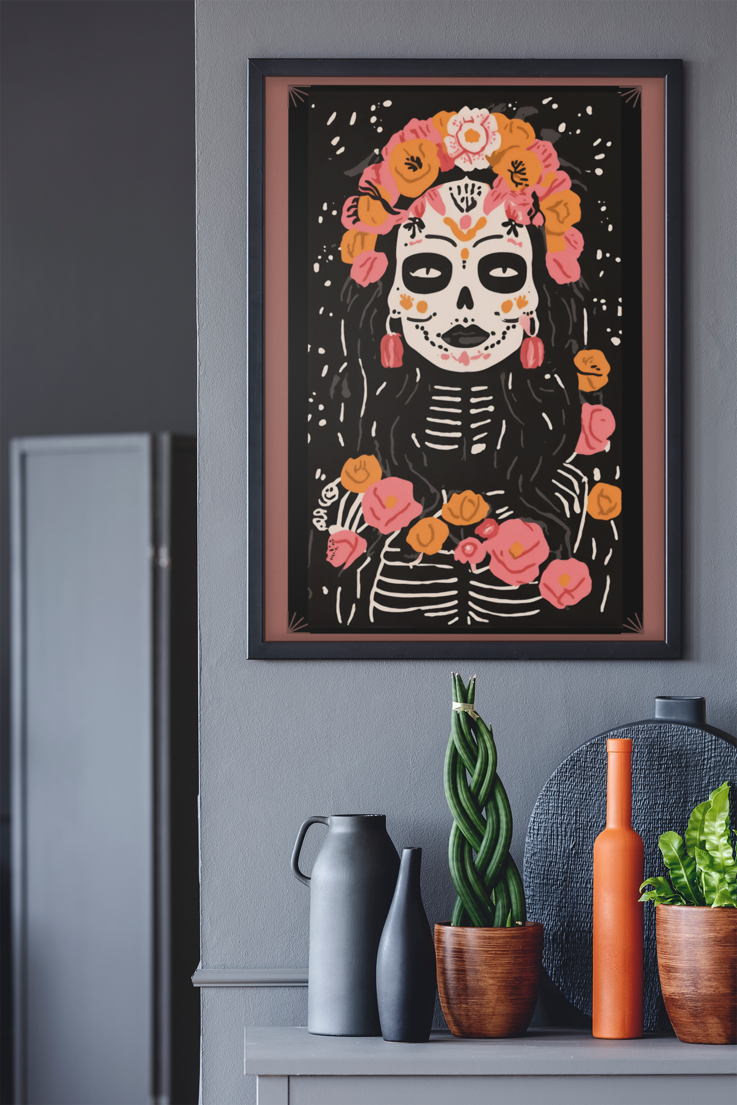 Blooms of the Ancestors.  Day of the Dead.  Skeleton Art