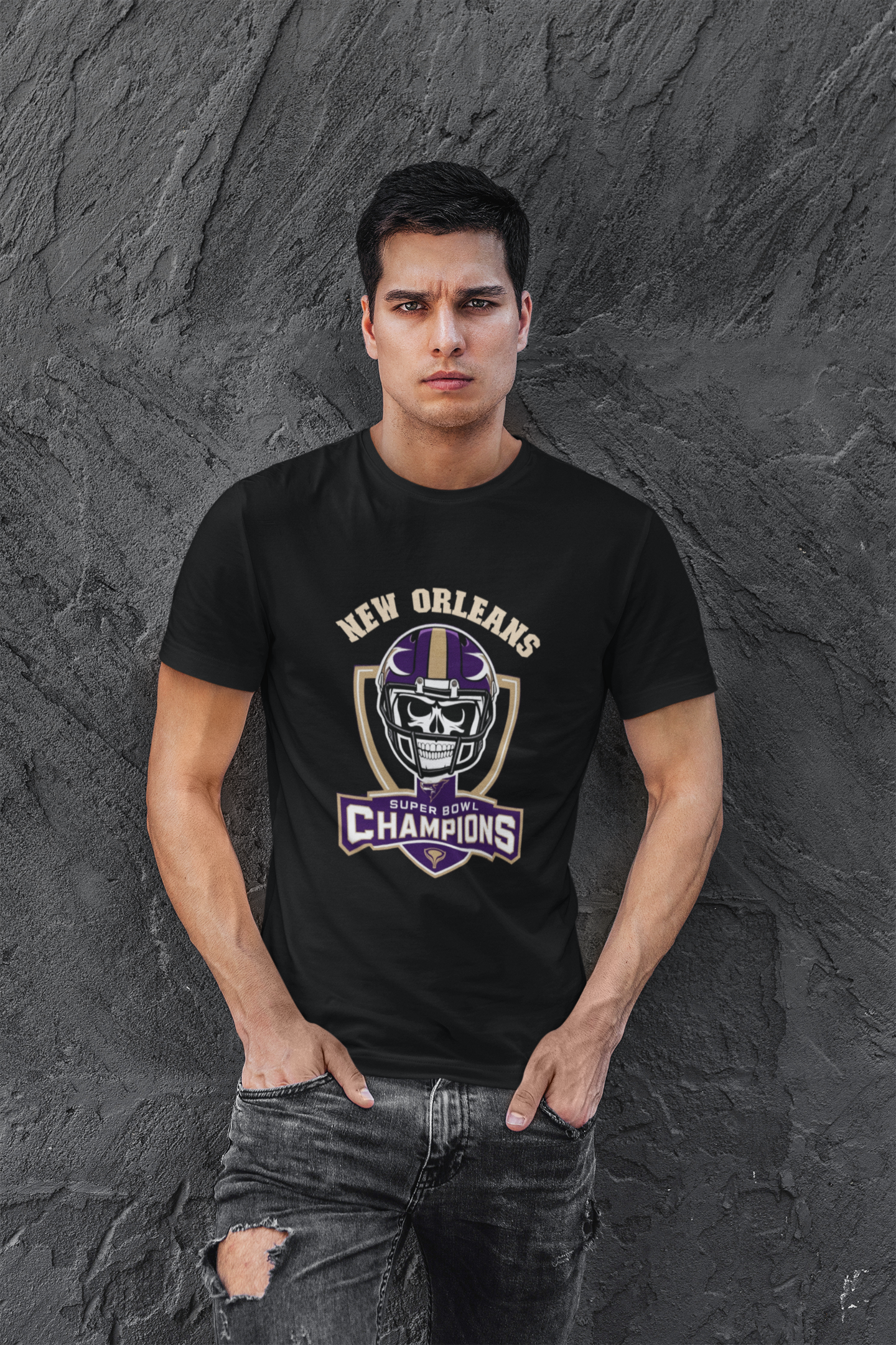 T-Shirt - New Orleans Super Bowl Champions College Style Football Logo Design