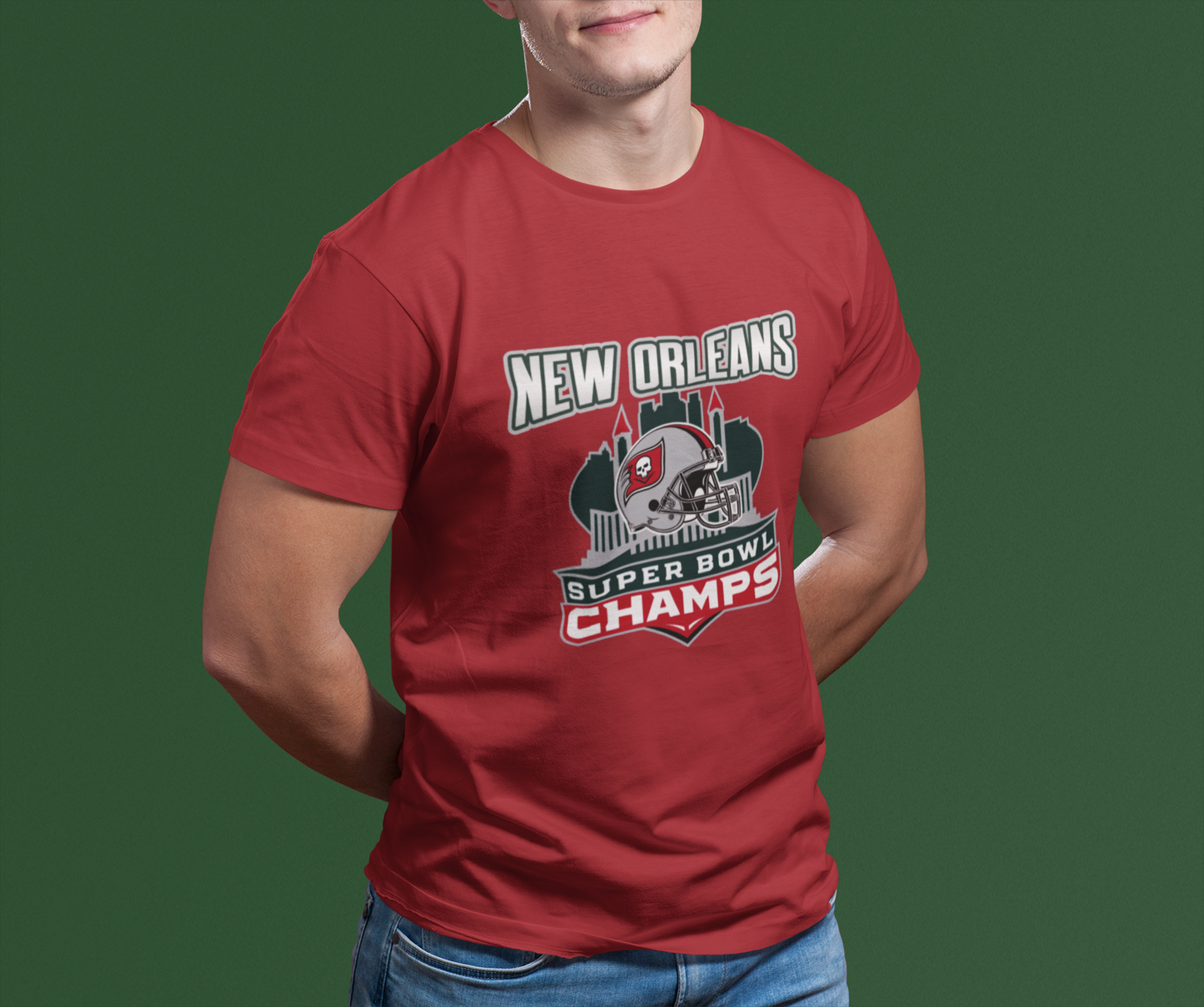 Graphic Tee New Orleans Super Bowl Champs Skull Helmet Design Unisex Jersey Short Sleeve Tee