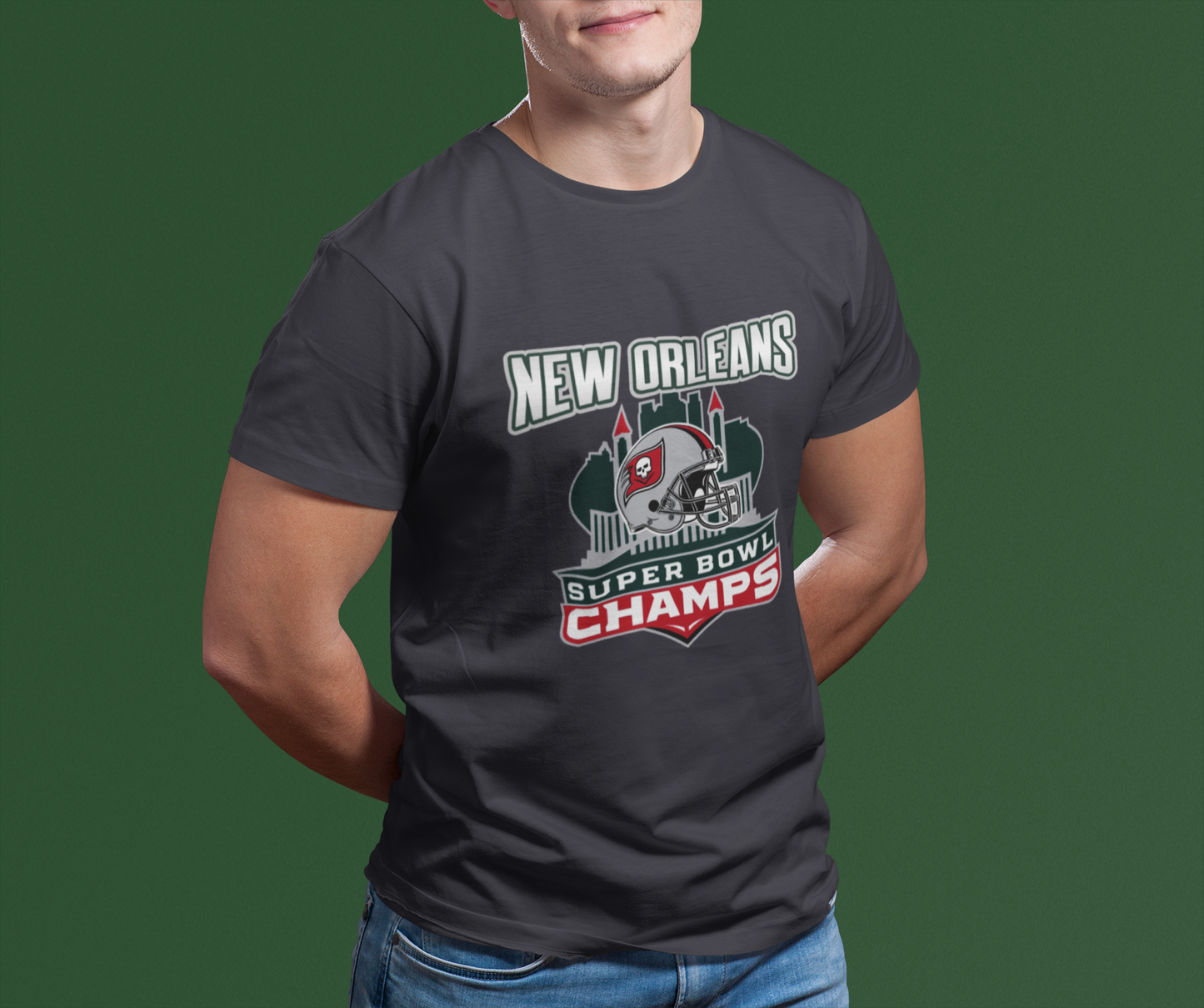 Graphic Tee New Orleans Super Bowl Champs Skull Helmet Design Unisex Jersey Short Sleeve Tee