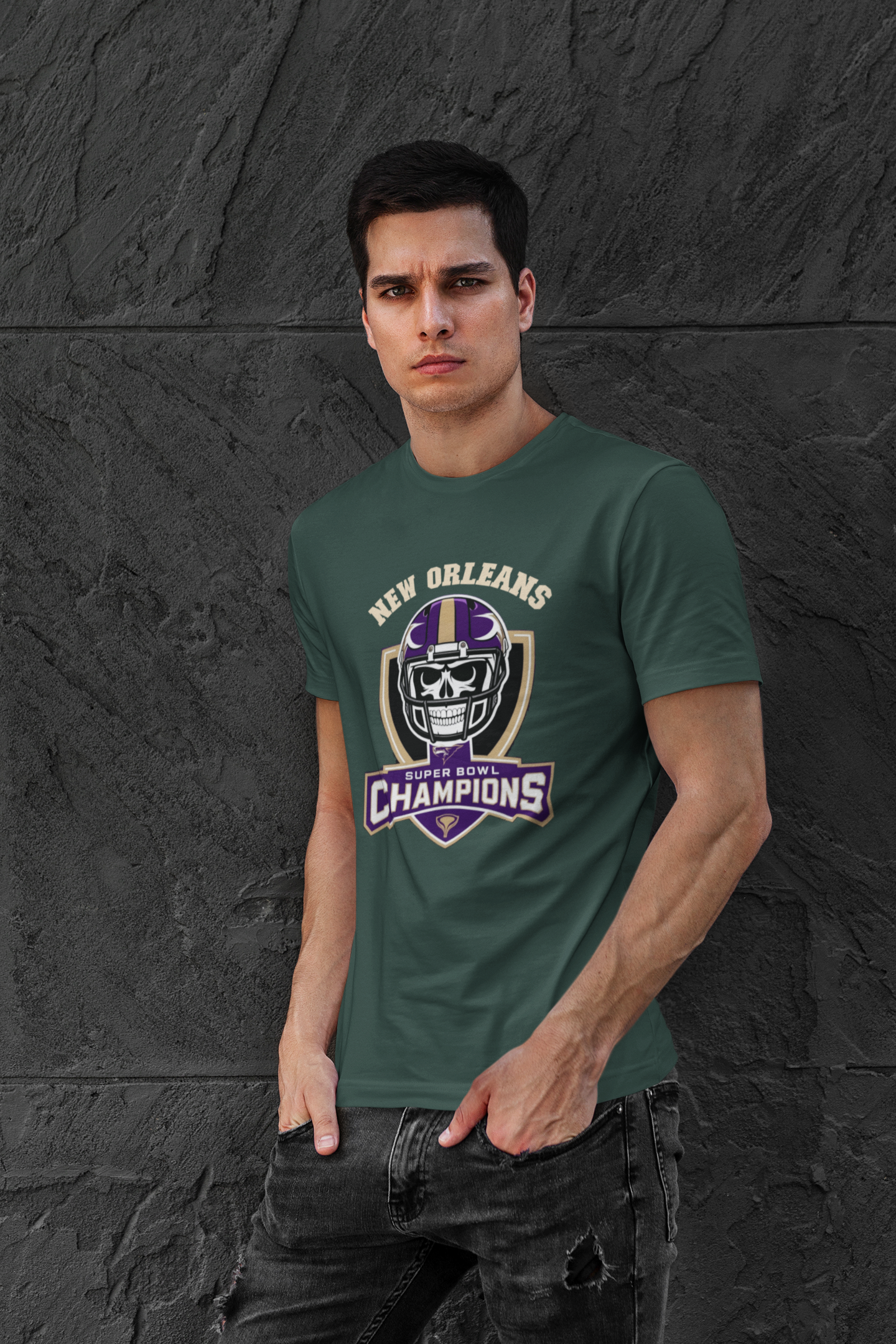 T-Shirt - New Orleans Super Bowl Champions College Style Football Logo Design