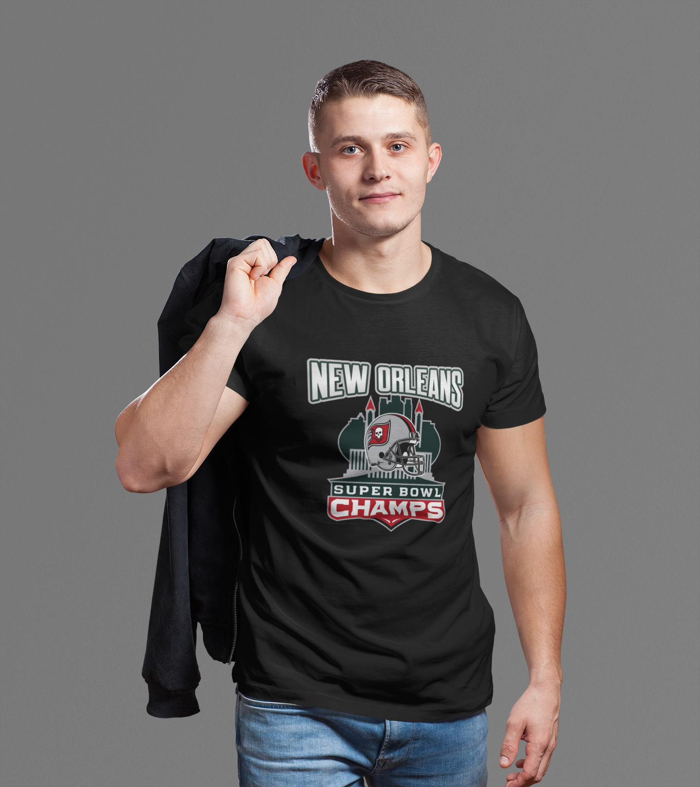 Graphic Tee New Orleans Super Bowl Champs Skull Helmet Design Unisex Jersey Short Sleeve Tee