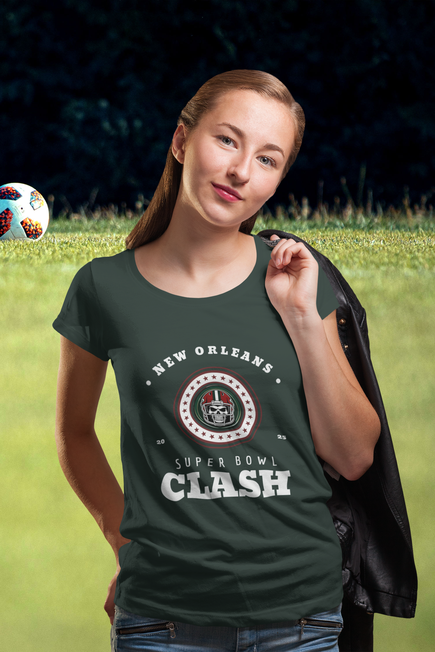 Football Tee - New Orleans 2025 Super Bowl Clash Design