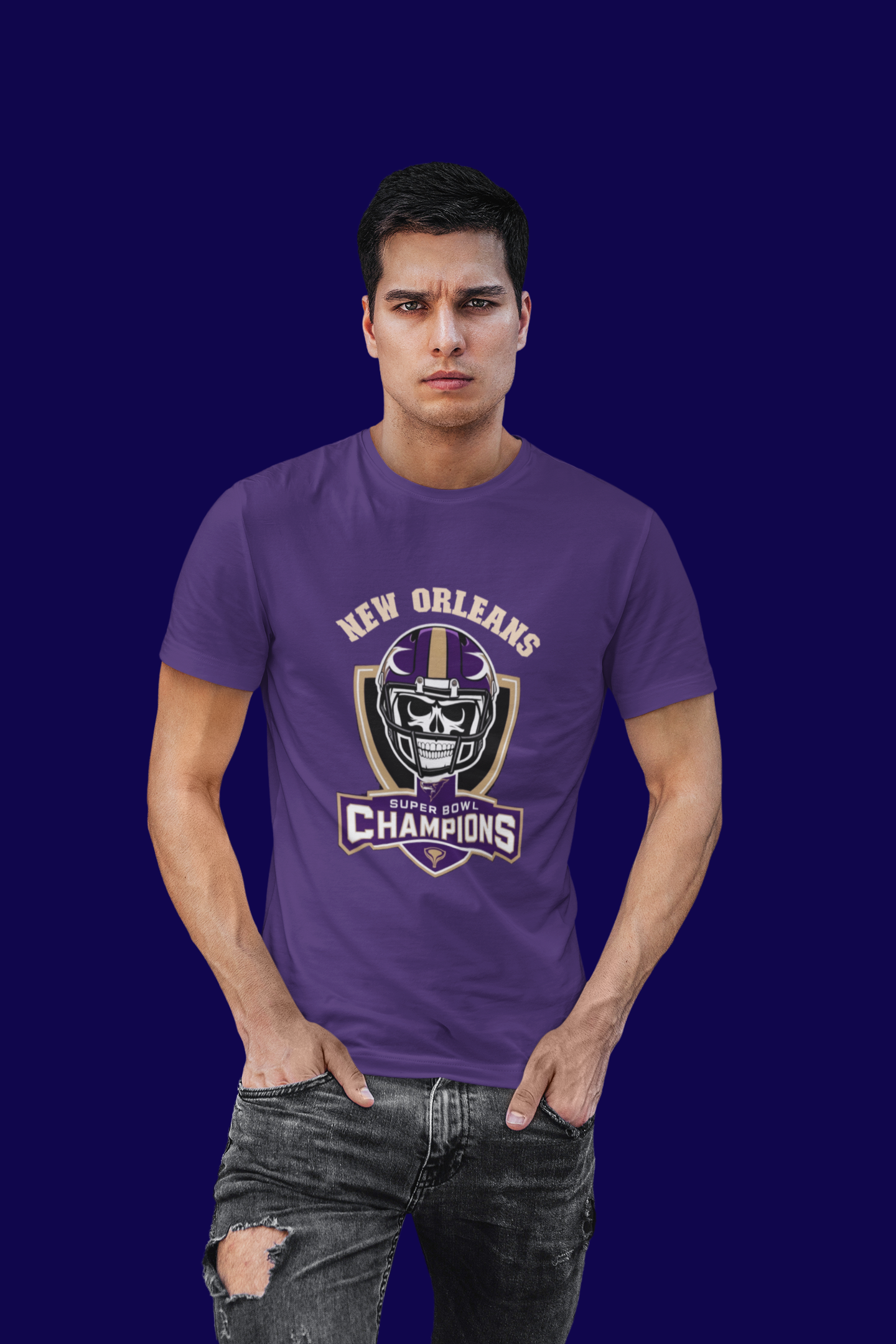 T-Shirt - New Orleans Super Bowl Champions College Style Football Logo Design