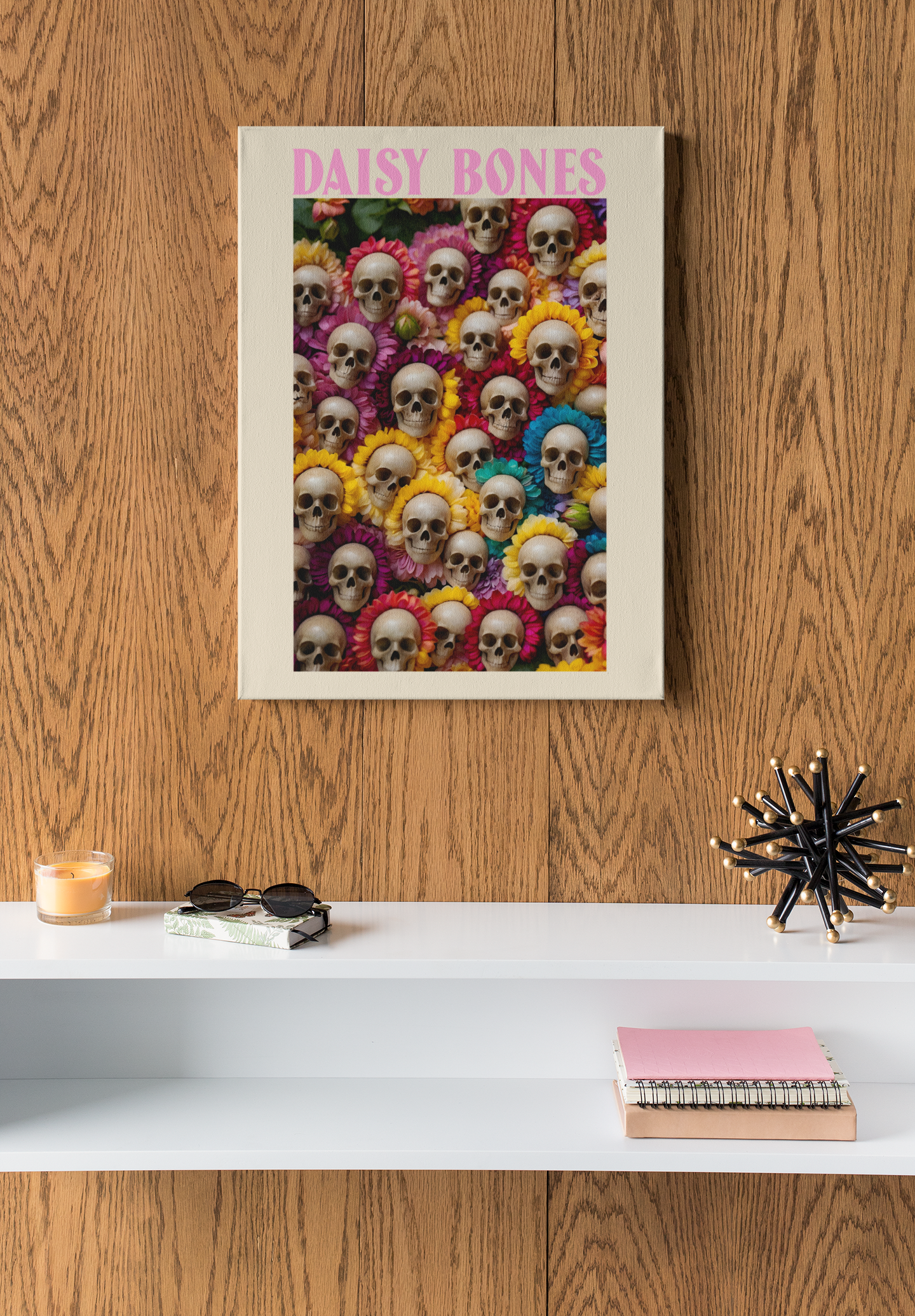 Daisy Bones.  Floral Skeleton Art.  Matte Vertical Poster